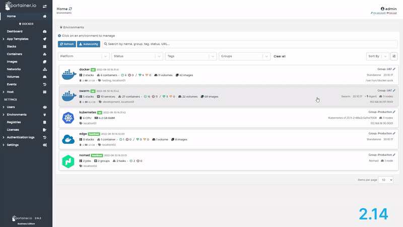 Shout out to Portainer.io for the UI facelift 1 2.15 ui home comparison